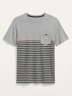 HippyTree Vintage Blend Men's Gray Striped Pocket T-Shirt Size XL